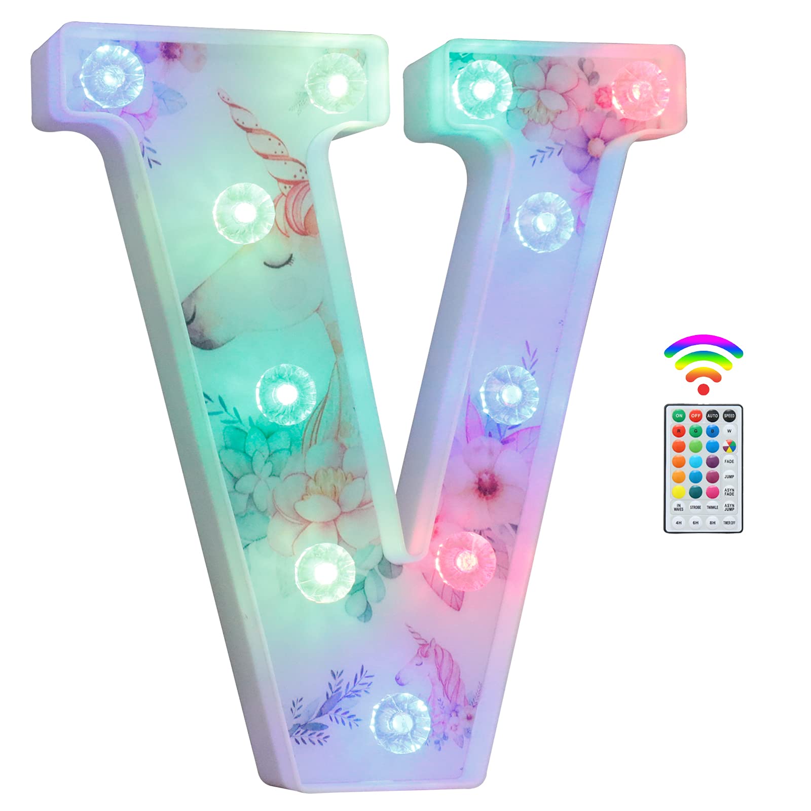 Unicorn LED Light Up Letters, 18 Color Changing Diamond Alphabet Sign Unicorn Gifts for Girls Women Party Birthday Decorations Remote Night Light Christmas Valentine Wall Table Decor - A — view 20