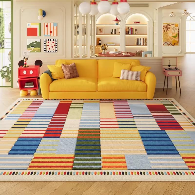 Tapis de salon doux couleur dopamine pour réveiller la chambre