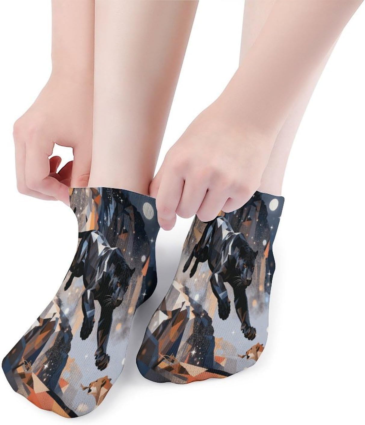 Black Leopard Crew Sock for Men Women Funny Novelty Socks Athletic Ankle Socks Comfort Soft Low Cut Tab Sock 5 Pairs