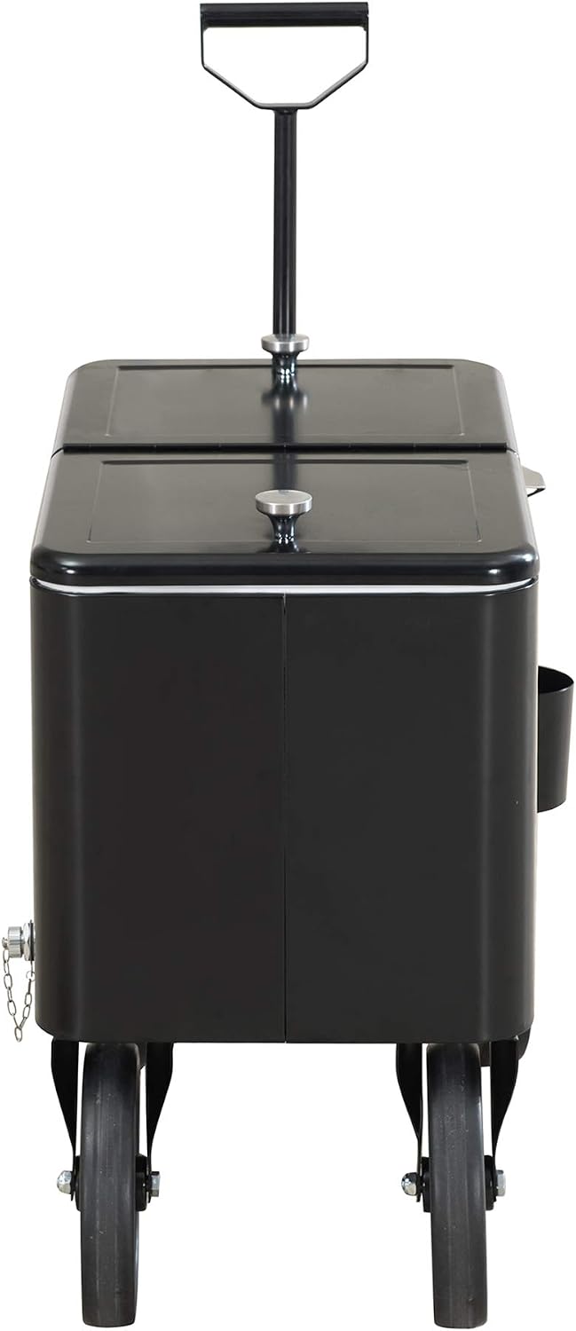 Sunjoy A601006600 Audrey 60 Quart Cooler Cart, Black