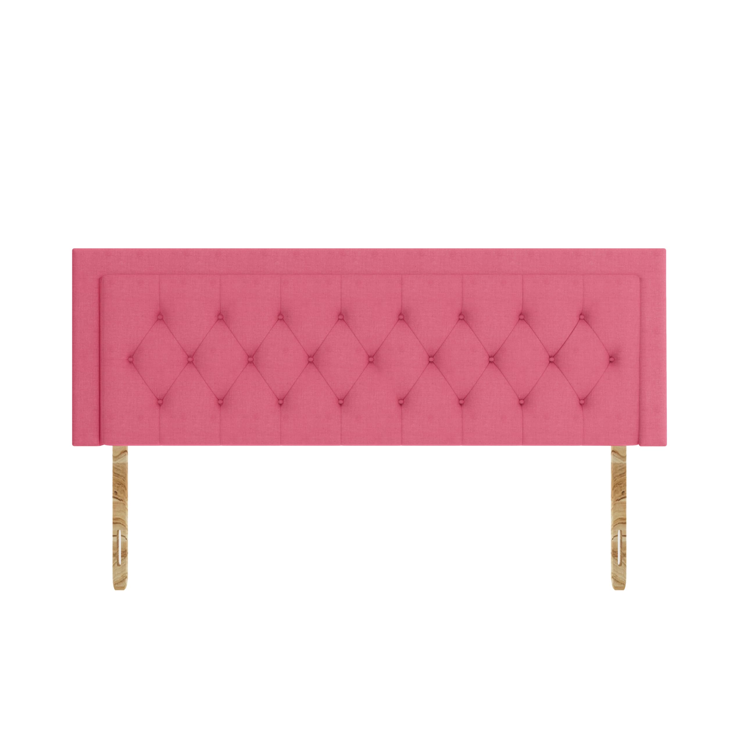 SANA SLEEP Lisbon Damask Cotton HeadBoard - Luxury 20" Upholstered Design for Divan Beds - Multiple Fabric Options for Bedroom and Hotel Furniture - 4FT Small Double - Pink