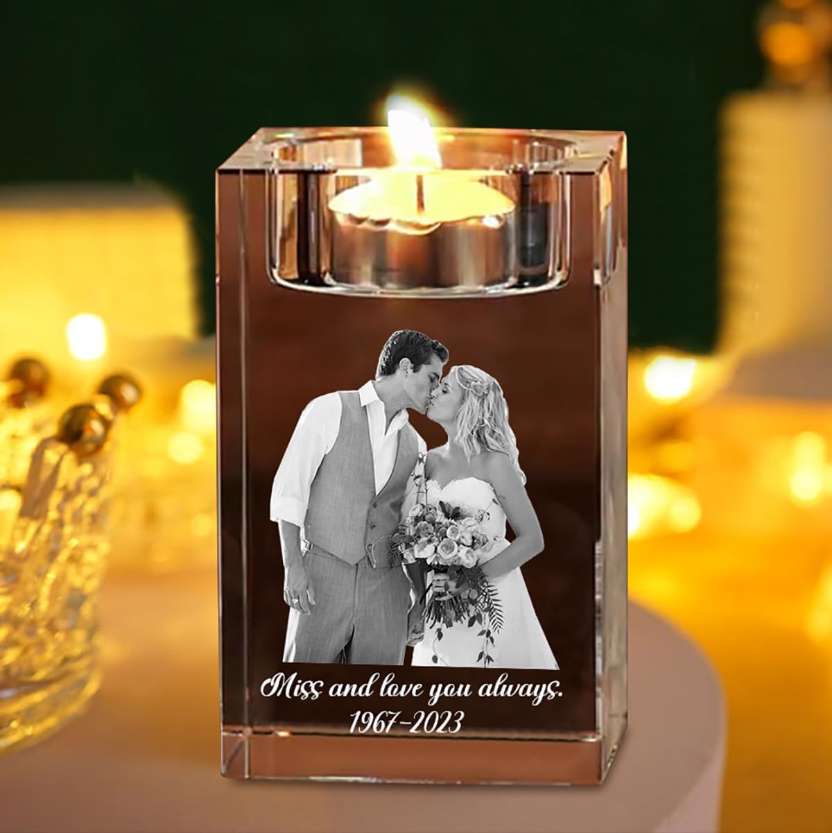 Portavelas de cristal con foto personalizada, portavelas con imagen personalizada, decoración conmemorativa para boda, aniversario, regalo de cumpleaños (portavelas de cristal) Colombia