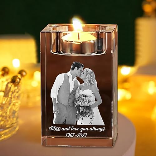 Portavelas de cristal con foto personalizada, portavelas con imagen personalizada, decoración conmemorativa para boda, aniversario, regalo de