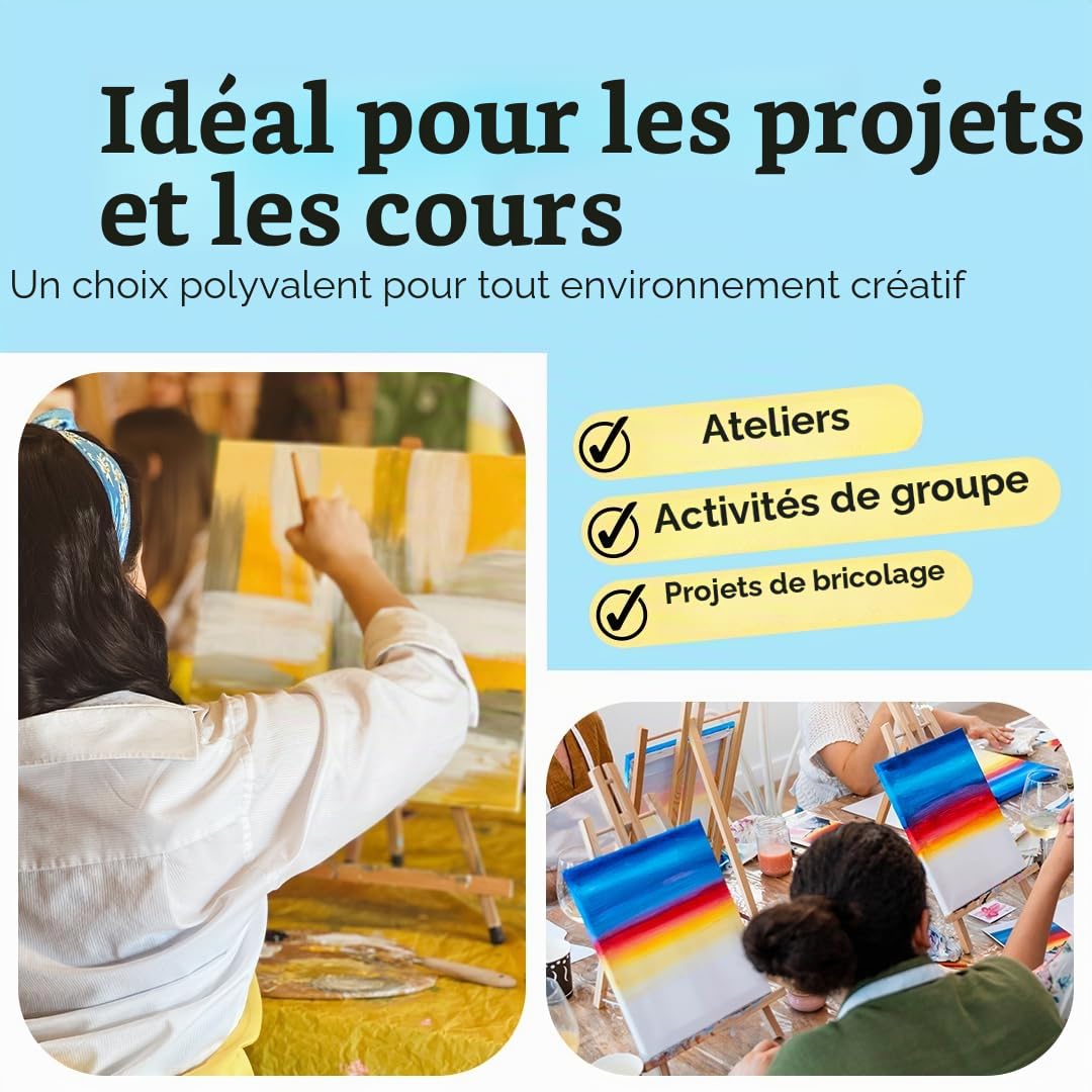 Chalkola Toile Peinture Lot de 20 Toiles à Peindre Formats Assortis 5x7 8x10 9x12 11x14 pouces Coton 100% Carton Entoilé pour Peinture Acrylique Huile Tableau à Peindre Enfants Adultes