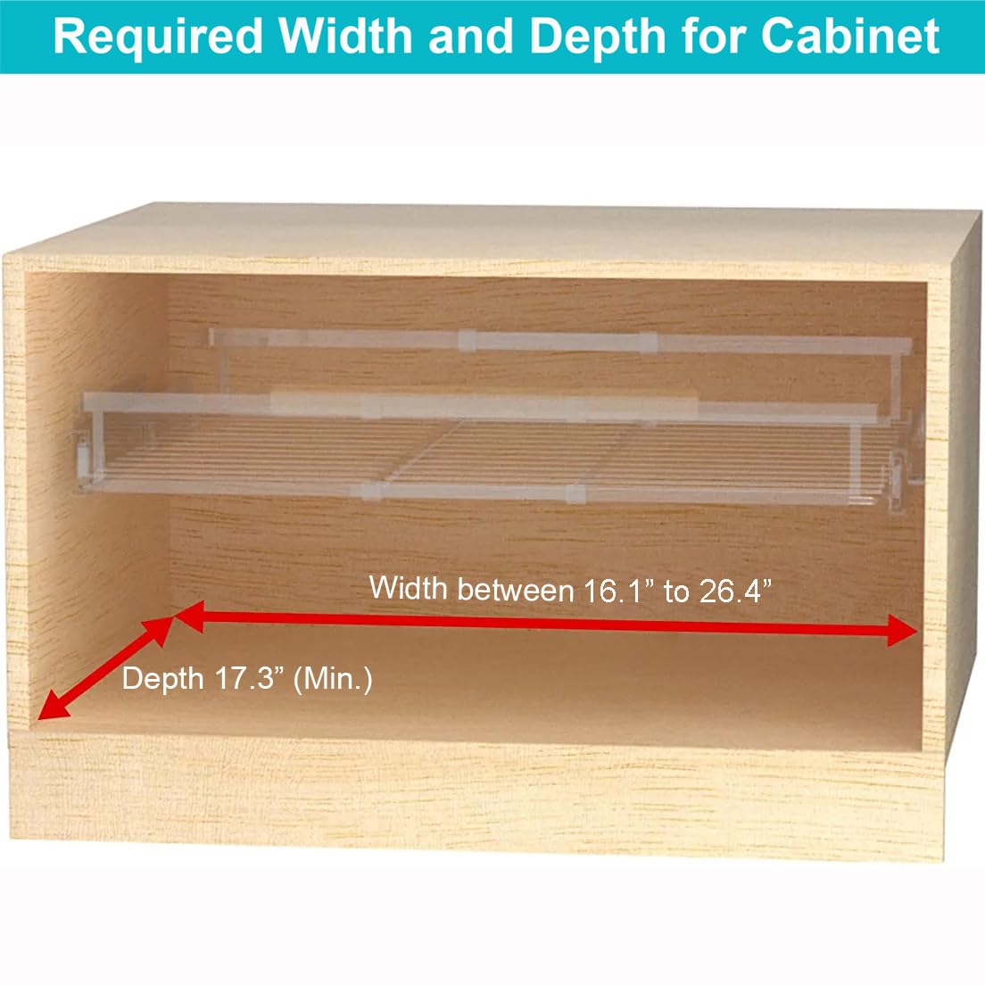 iPEGTOP Paquete de 2 estantes extraíbles para cajones de gabinete, estantes deslizantes extensibles para despensa, almacenamiento resistente para armarios de cocina debajo del fregadero, ancho