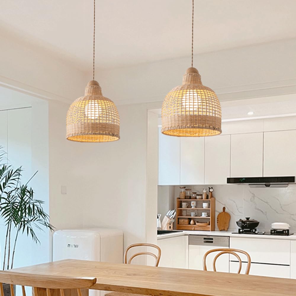 Wisząca Lampa W Stylu Boho Z Bambusowego Kosza Wisząca Lampa W Stylu Boho Z Wikliny Z Połowy Wieku Jadalnia Z Plecionego Torusa, Żyrandol Sufitowy Wisząca Lampa Nocna Do Sypialni,