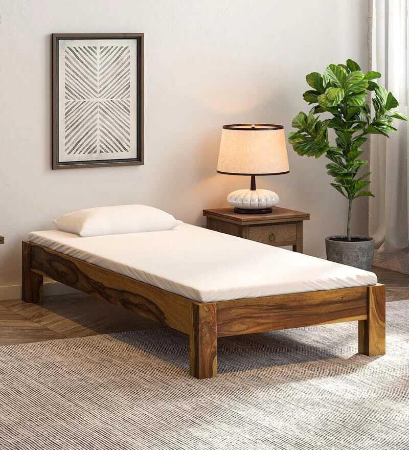 Solid Sheesham Wood Single Bed Cot Without Storage | Single Size Bed for Bedroom | Multipurpose Use Bed- Rustic Teak 13