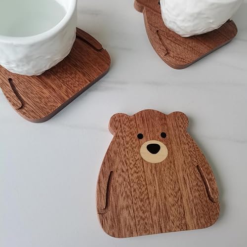 Miniatura 9 de Posavasos de madera absorbentes para bebidas, hechos a mano con múltiples incrustaciones de madera, juegos de posavasos de madera Sapele para mesa