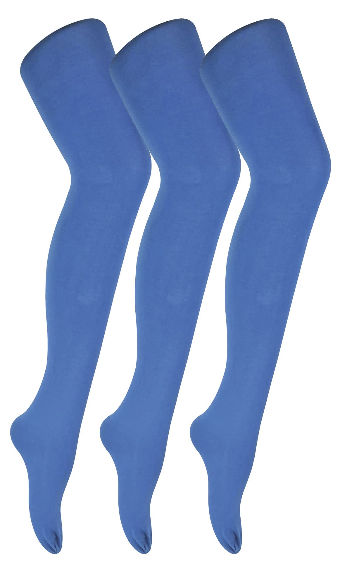 Sock Snob Women's Moonlight Blue 3 Pair Multipack Coloured Opaque 80 Denier Tights Plain Block Colour Tights (L, )