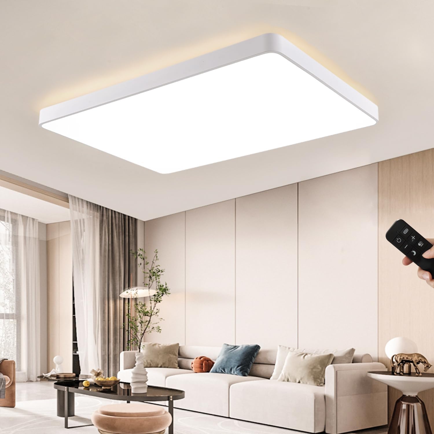 JDONG LED Deckenleuchte weiß Quadrat Deckenlampe, Dimmbar 72W Warmweiß,Natürliches Weiß,KaltWeiß (3000-6500K) mit Fernbedienung Eckig Deckenlampe für Wohnzimmer Schlafzimmer