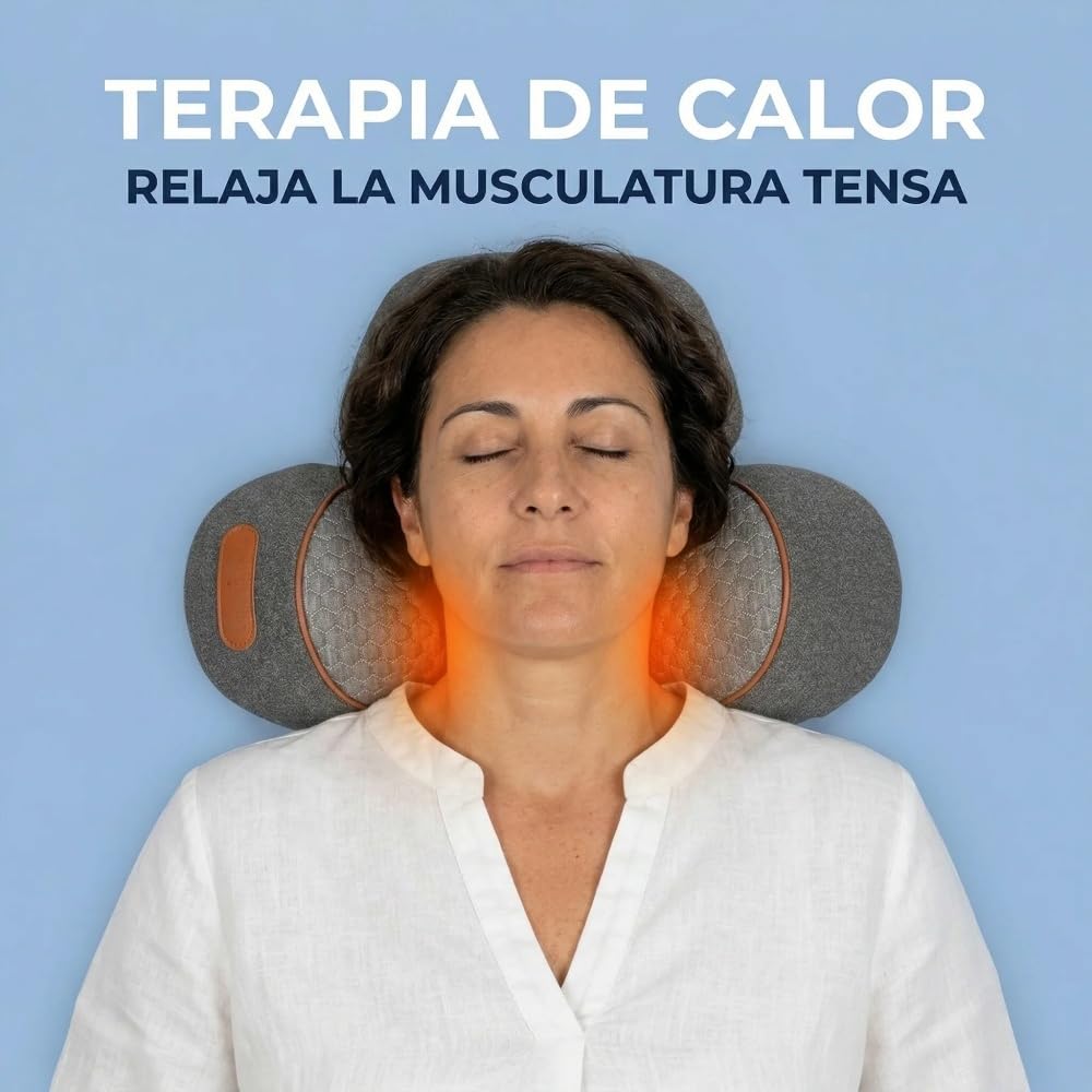 Qelara Almohada CerviFlex,Almohada de masaje cervical 3 en 1, térmica, de espuma viscoelástica, ergonómica, para hombres y mujeres, alivia dolor y relaja