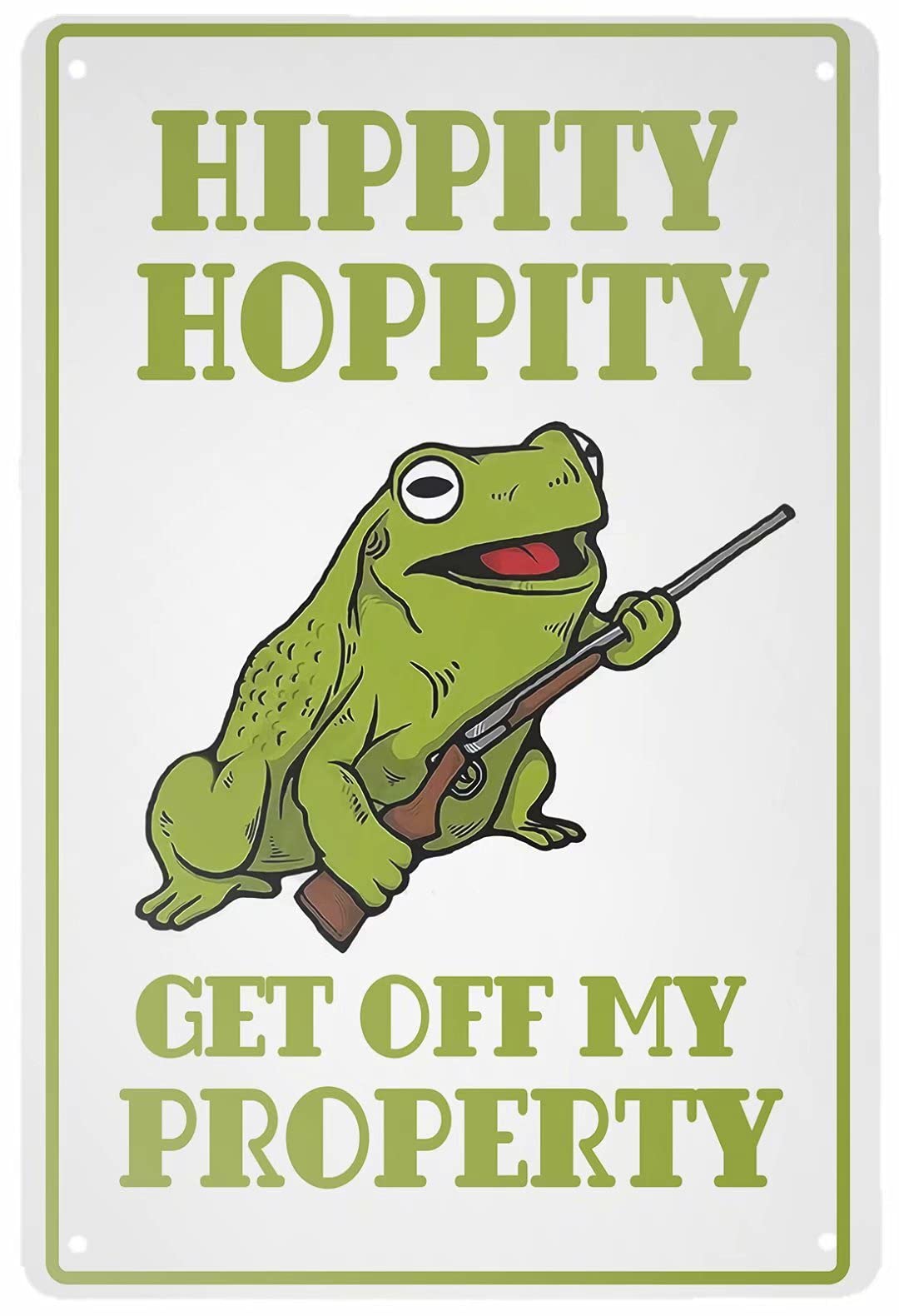 HERYNLRN Metal Tin Sign Vintage Style Hippity Hoppity Get Off My Property Frog No Tresspassing Metal Sign Home Bar Decor Cafe Bar Restaurant Shop 8 X 12 INCH