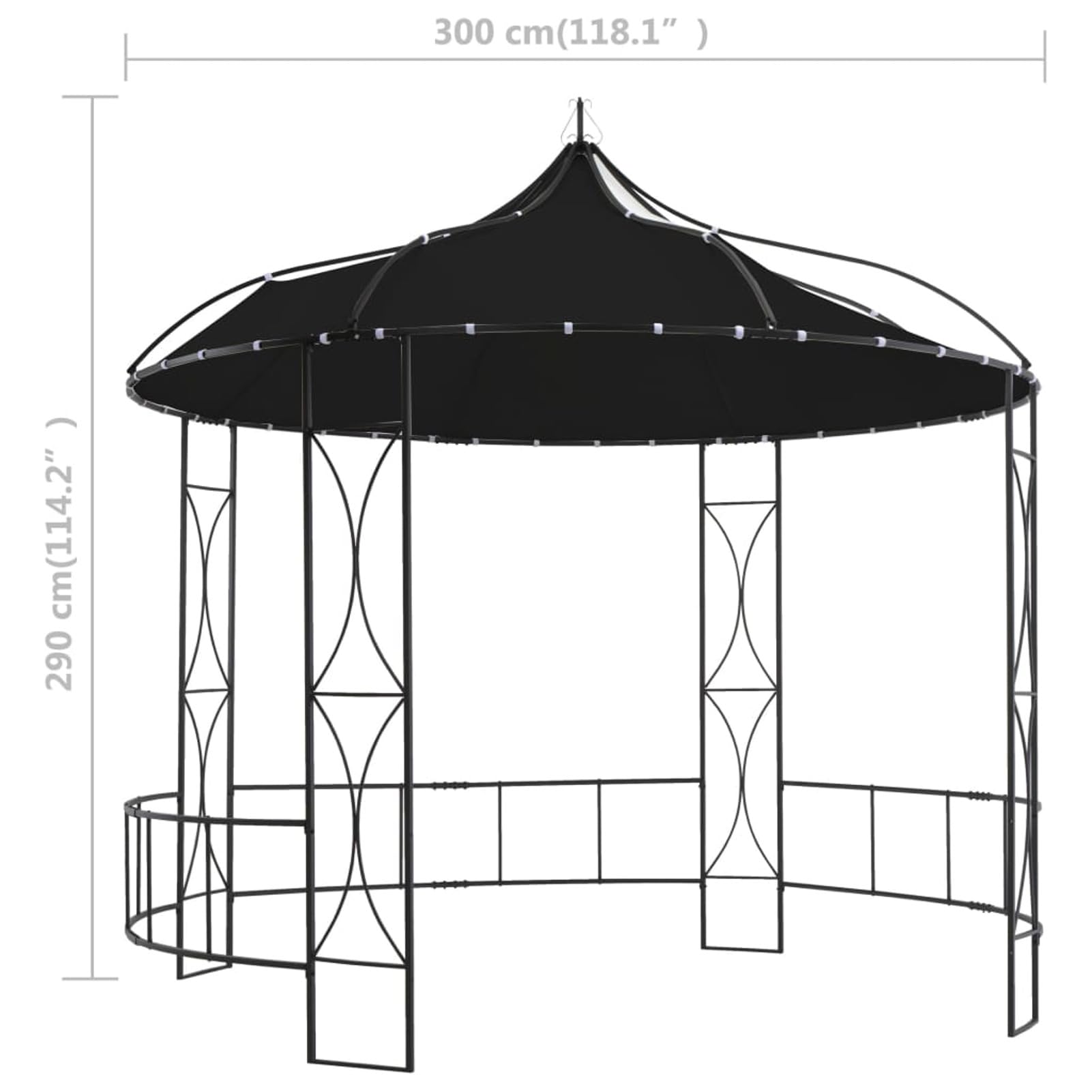 JUDYY Pavillon, Gartenpavillon, Pop-Up Partyzelt, Festzelt, Pavillon, Garden Decoration, Canopy Tent, Lagerzelt, 300 x 290 cm Anthrazit Rund