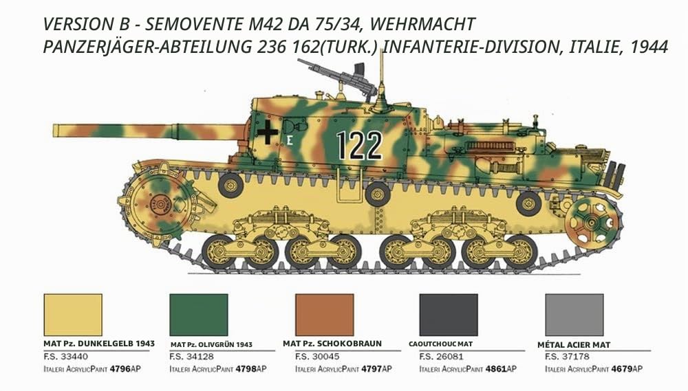 Italeri -6584 automoteur M42 de 75/34, échelle 1:35, modèle kit, modèle en plastique à monter, modélisme, IT6584