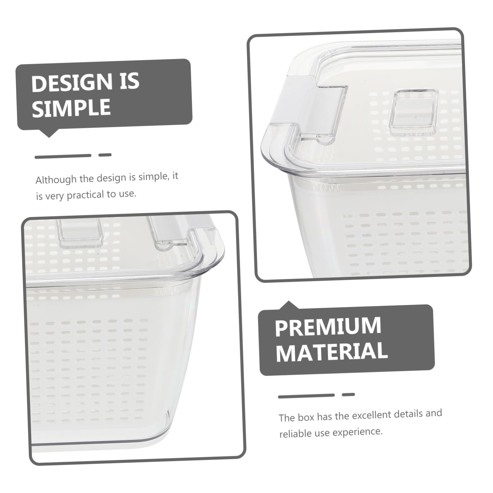 COHEALI Boîte de Conservation des 1set en Pet Abs, Panier de Drainage