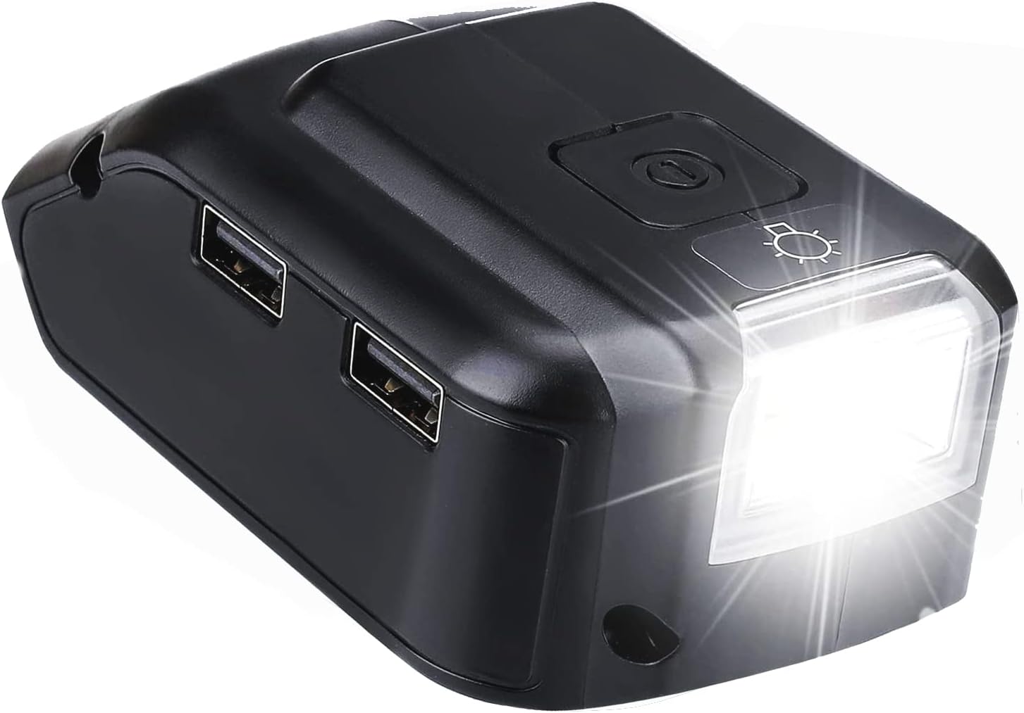 【with DC/USB Ports & LED Light】 Replacement for Dewalt Battery Adapter 20V Phone Charger Heated Jacket Ddapter for De-Walt DCB090 Converters Power Source (for Dewalt 14.4V 18V 20V Battery)