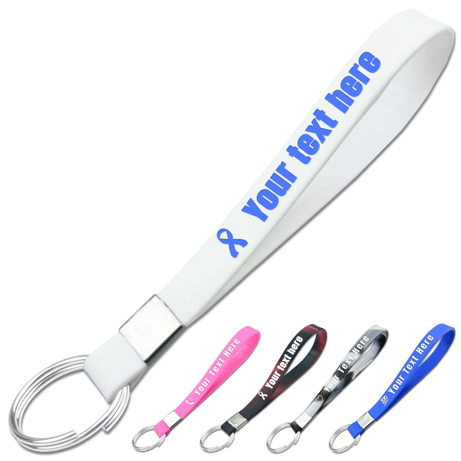 Aokizkdzsw 1pc to 500pcs Keychains, Customiz Silicone Bulk Keychains with Engraved Name and Logo, Personalized Rubber Keyrings for Party Favors, Whtie