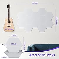 Vista 2 de Paneles acústicos, paquete de 12 paneles de pared autoadhesivos insonorizados hexagonales, 14 x 12 x 0.4 pulgadas, paneles de pared acústicos