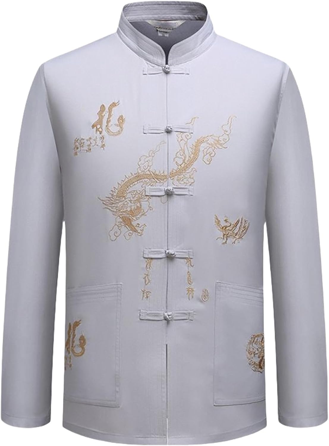 Men's Tang Suit Hanfu Spring Summer Long Sleeve Shirt Tai Chi Practice