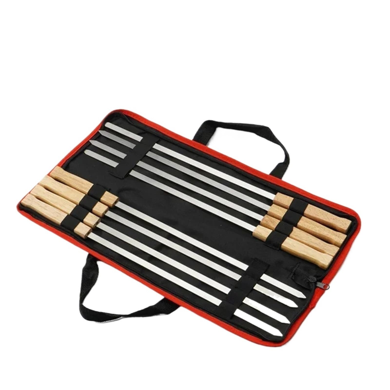 Pinchos Acero Inoxidable 6/8 brochetas de kebab Koobideh 17 pulgadas acero inoxidable for barbacoa, reutilizables, con mango madera(8 pcs)
