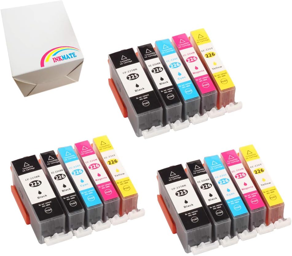 15 Pack with CHIP Non-OEM Ink for PGI-225 CLI-226 Pixma ip4820 iP4920 MG5120 MG5220 MG5320 MG6120 MG6220 MG8120 MG8220 MX882
