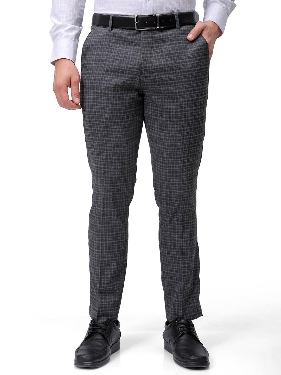 the indian garage co Men Slim Fit Self Design Mid-Rise Stretchable Formal Trousers-picture-27