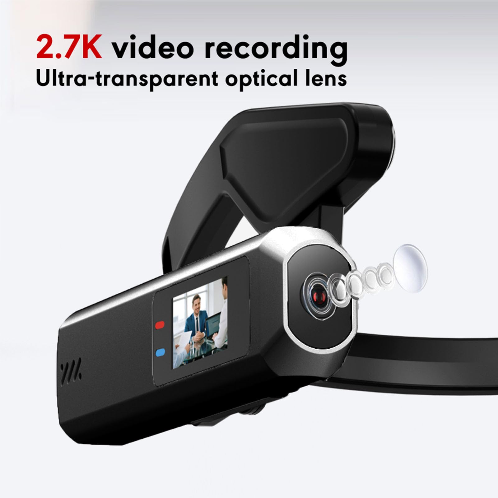 Videocamera da 2,7K Montata sulla Testa, Videocamera Vlog Indossabile con Schermo da 0,96 Pollici, Videocamera Leggera da 26 G, per Ciclismo, Vlogging, Sport (con Scheda di Memoria da