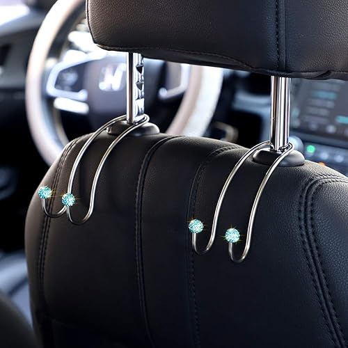Miniatura 3 de SAVORI - Ganchos organizadores brillantes para reposa-cabezas de automóvil, resistentes, duraderos, tamaño universal para todo terreno o camioneta,