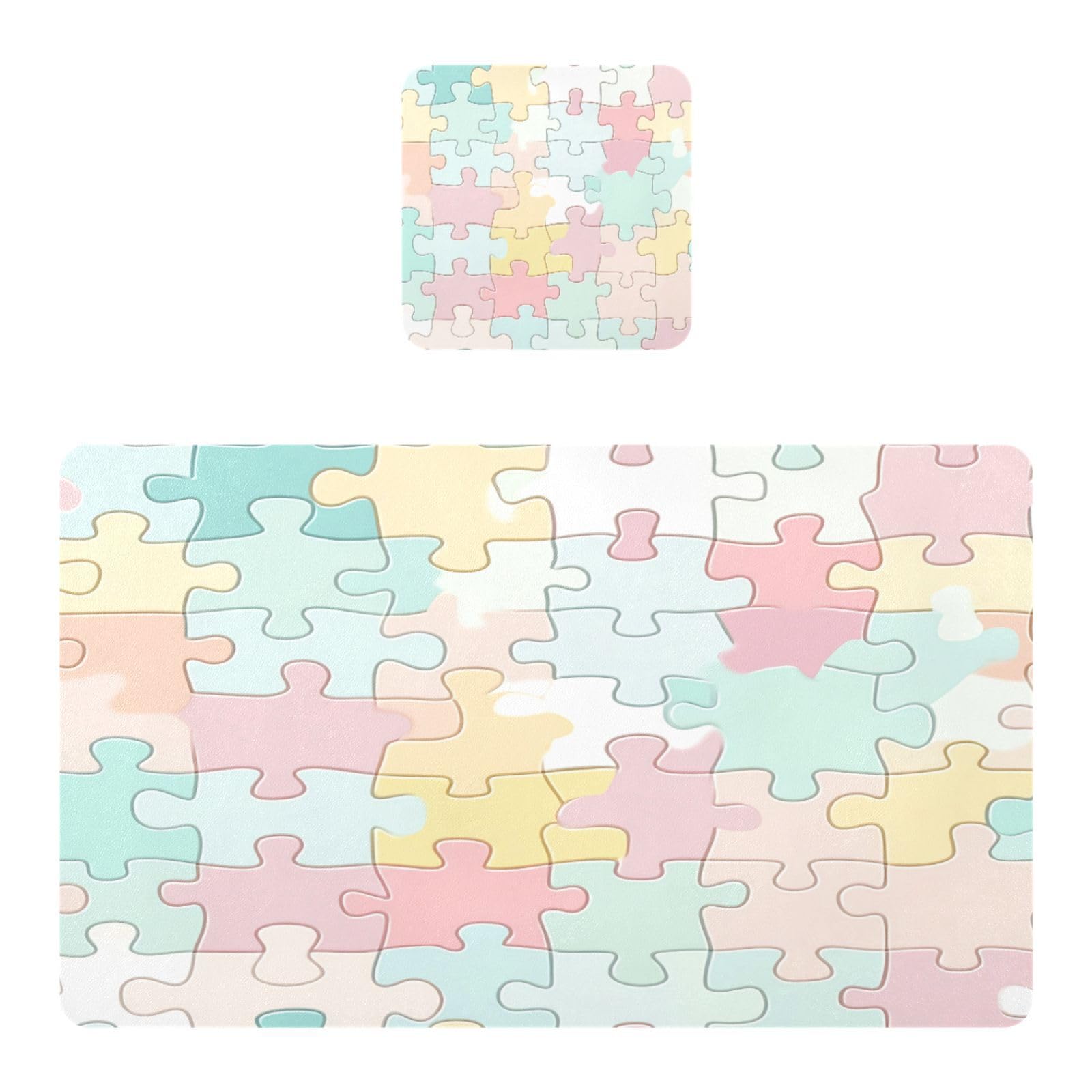 BURSTDDY Colored Puzzle Placemat Waterproof Place Mat for Dining Table