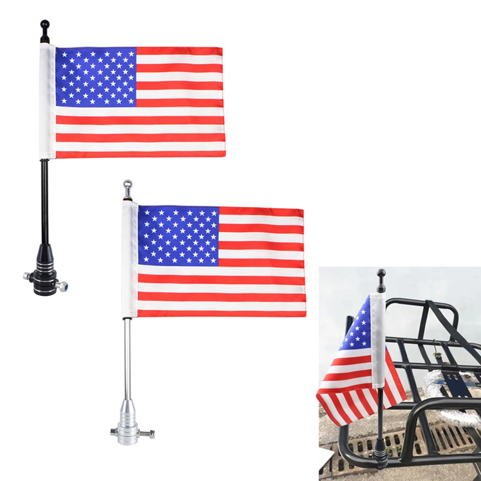 Bandiere del motociclo Pali Montare Portapacchi Bandiere Mensola Con Base Regolabile Per Posteriore Portapacchi Decorazione Nero Moto Flagpole Mount