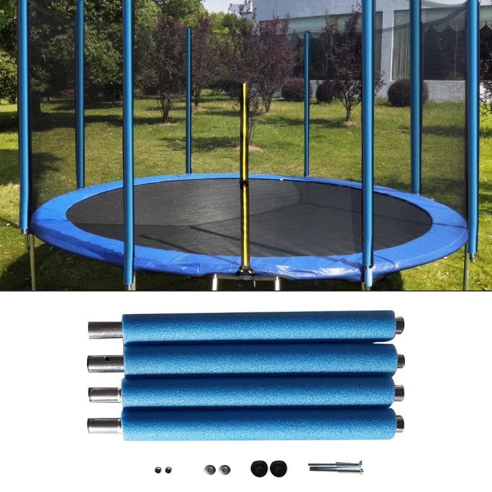 Lot de 4 pièces de rechange pour bâtons de trampoline avec protection anti-collision, poteaux en acier avec vis tube droit (1,76 mètre