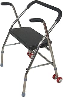 Andador do andador do andador do andador, andador dobrável do andador dos idosos com polia do assento do vintage quatro-pernas do tamborete da cana anseia para Comfortable anniversary