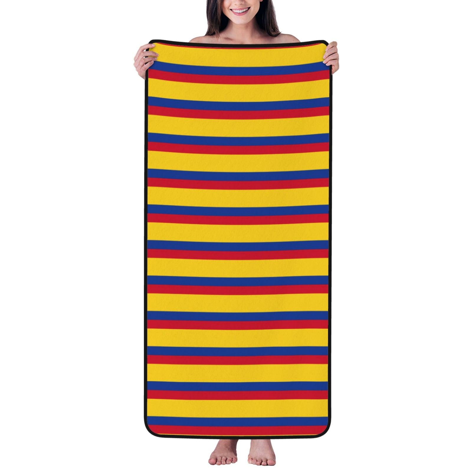 pojknbv Flag Of Colombia Print Comfortable Coral Velvet Bath Towel Home Bathroom Hotel Spa Beach Travel Holidays