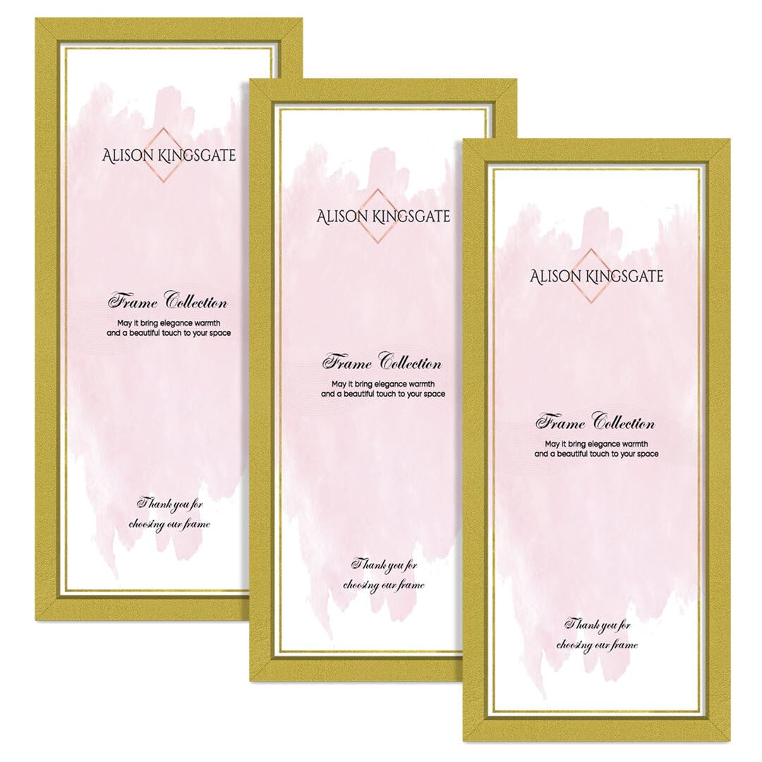 Alison Kingsgate 100x35CM Gold Modern Photo Frames Pack of 3 - Engineered Wood Picture Frame with Perspex Front - Ideal for Certificates - Wall Mount or Tabletop - Multiple Sizes & Colors — image 1