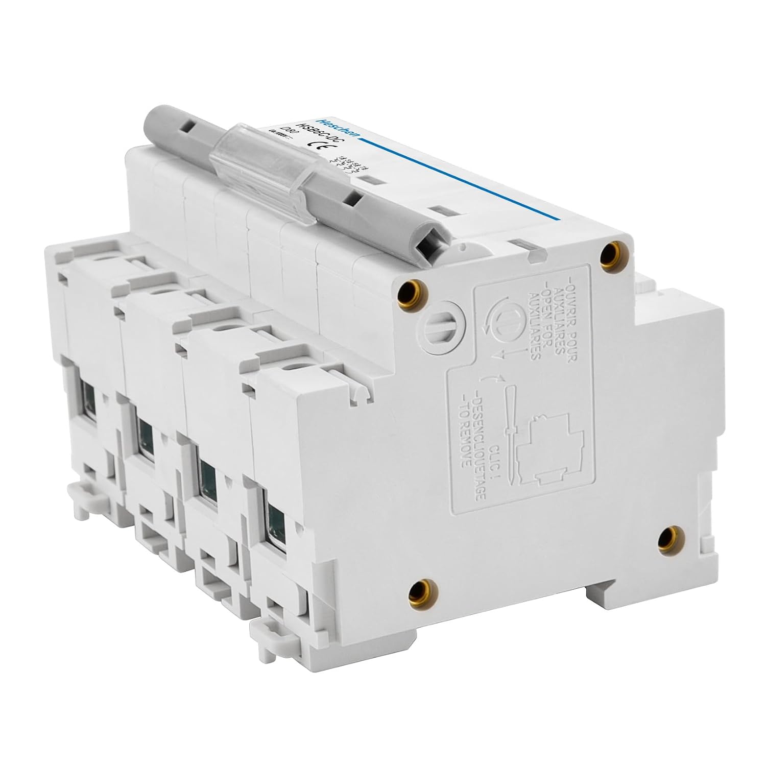 Heschen DC Miniature Circuit Breaker, HSB6C-DC, 4 Poles, DC1000V 80A, Photovoltaic Circuit Breaker, for Solar PV System Solar Panels Grid System, 35mm DIN Rail Mounting