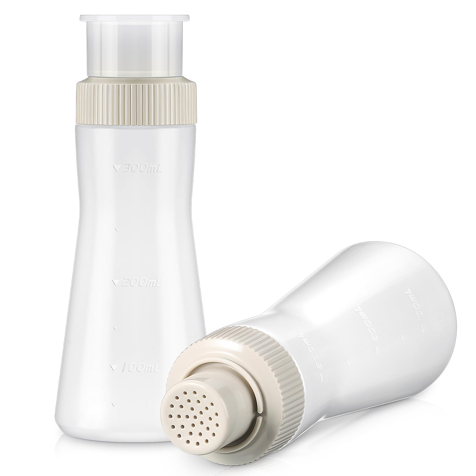 Havawish 2 Pcs Cake Moistening Bottle 12oz/350ml Graduated Squeeze Bottle for Soaking Cake Honey Plastic Syrup Dispenser Syrup Rain Spray with Sealing Lid Reusable Baking Tool (White)