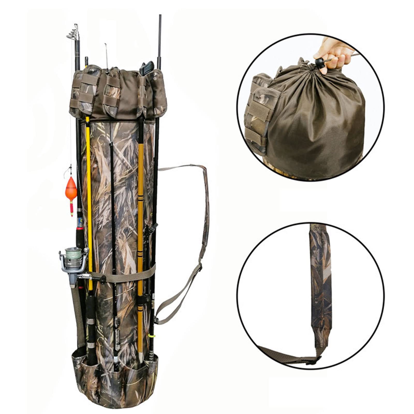 Borsa di stoccaggio della canna da pesca di grande capacità con e tasche organizzatore del panno di Oxford per la tenda di campeggio all'aperto sacchetto della canna da pesca borsa
