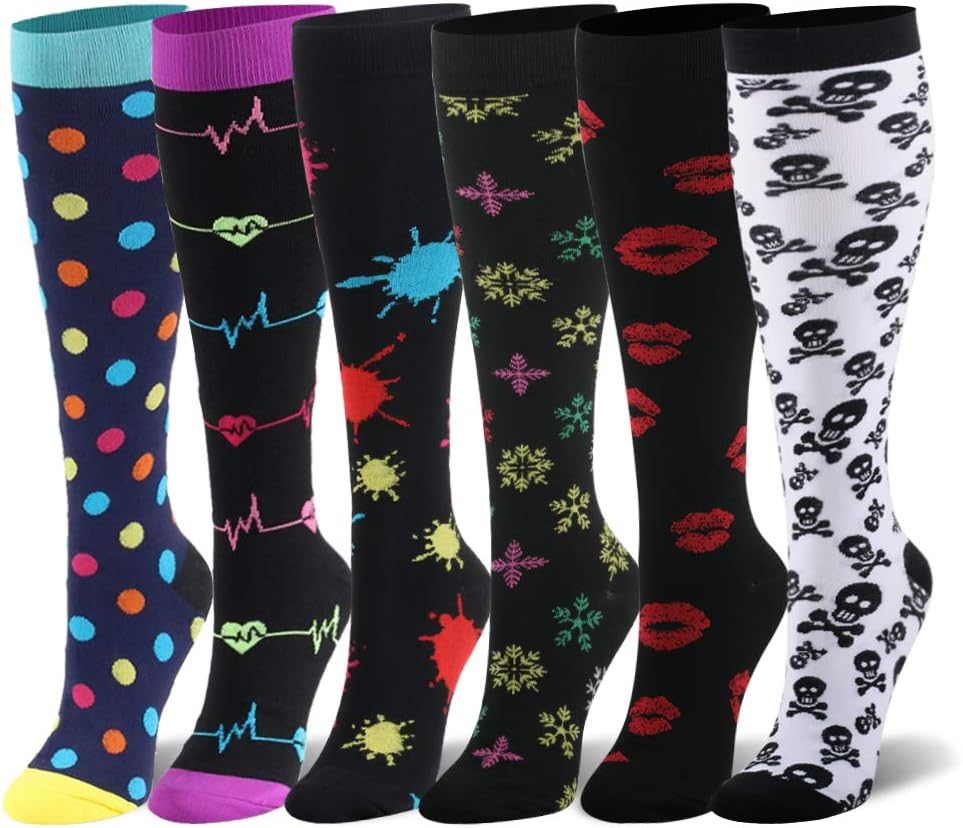 Compression Socks for Women & Men - 20-30mmHg 6/8 Pairs Compression Stockings for Nurse, Pregnancy, Travel