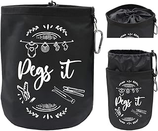 Peg Bag for Washing Line Waterproof and Weatherproof for Securing up to 300 Clothes Pegs for Washing line – Hanging Clothesline Peg Bags - Black