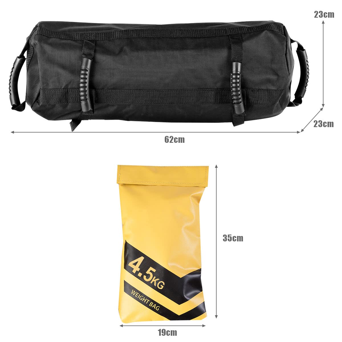 COSTWAY Sac de Sable d'Entraînement 18 kg 23x23x60 cm
