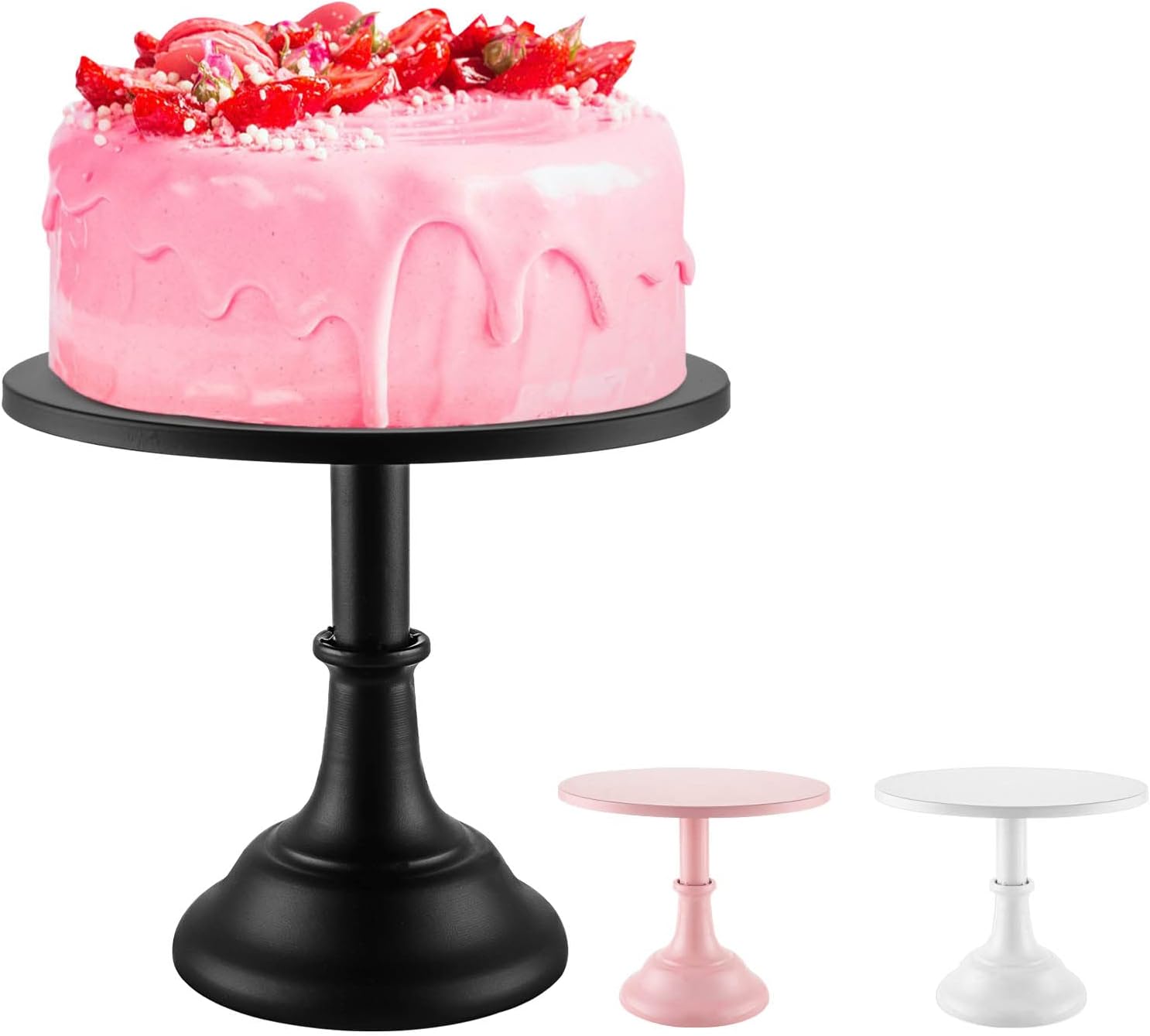ColdShineIron Cake Stand 10 Inch Round Cake Plate Pedestal Modern Dessert Display Cupcake Stand with Pedestal for Party Baby Shower Wedding Birthday (Black)