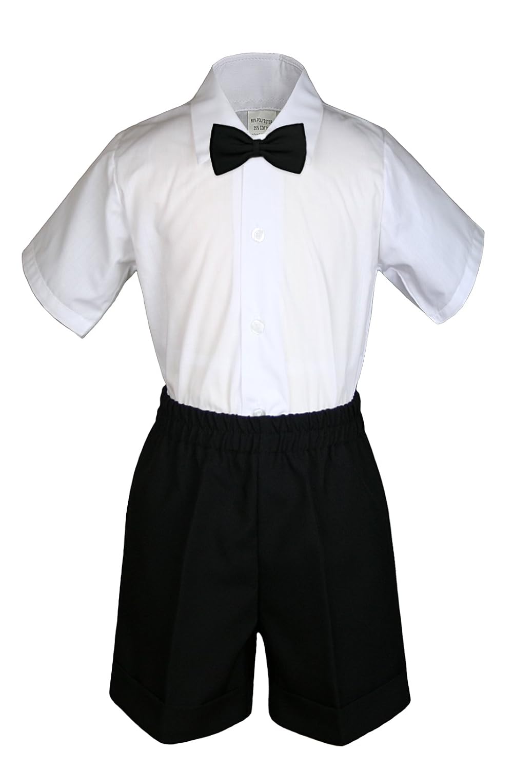 6pc Baby Little Boy Black Bow Tie Shorts Extra Vest Necktie Set S-4T (4T, Mustard)