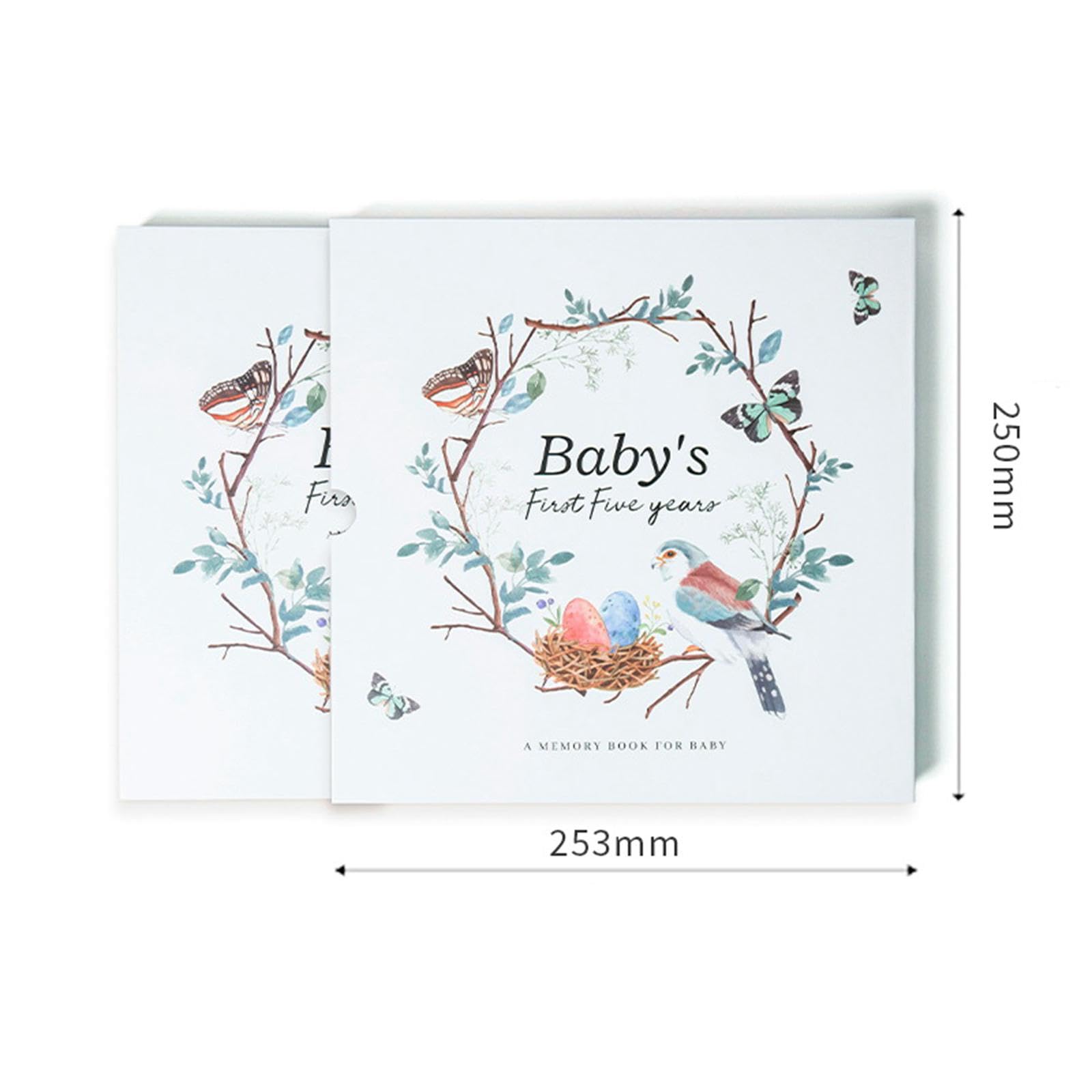 Libro de Recuerdos para Bebés, álbum de Fotos, Diario para Bebés, Registro de Nacimiento, Papel Organizador, Bolsillo Trasero, Pájaro, Individual