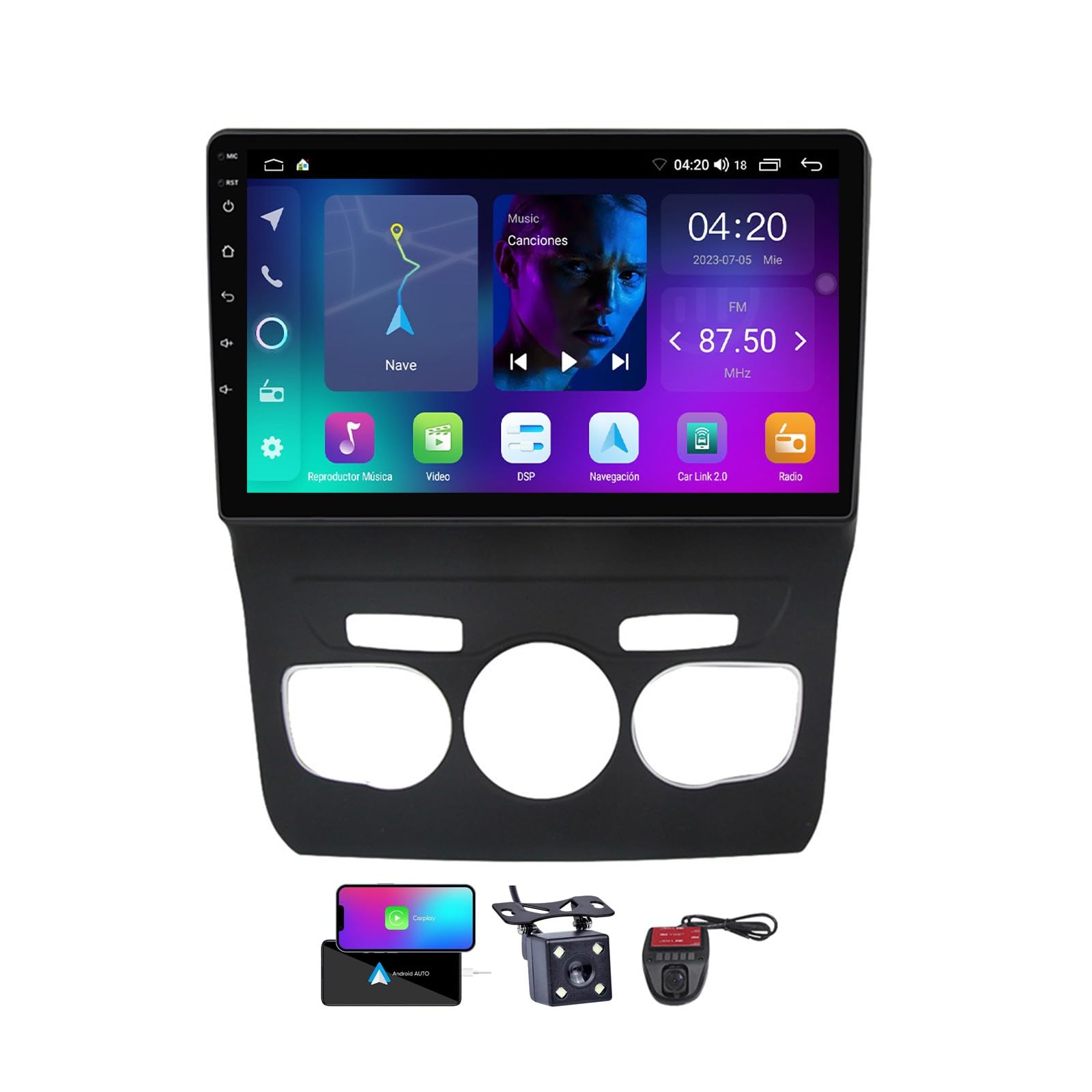 Autoradio Android 13 avec caméra de recul pour sécuriser vos trajets en Citroën C4 B7