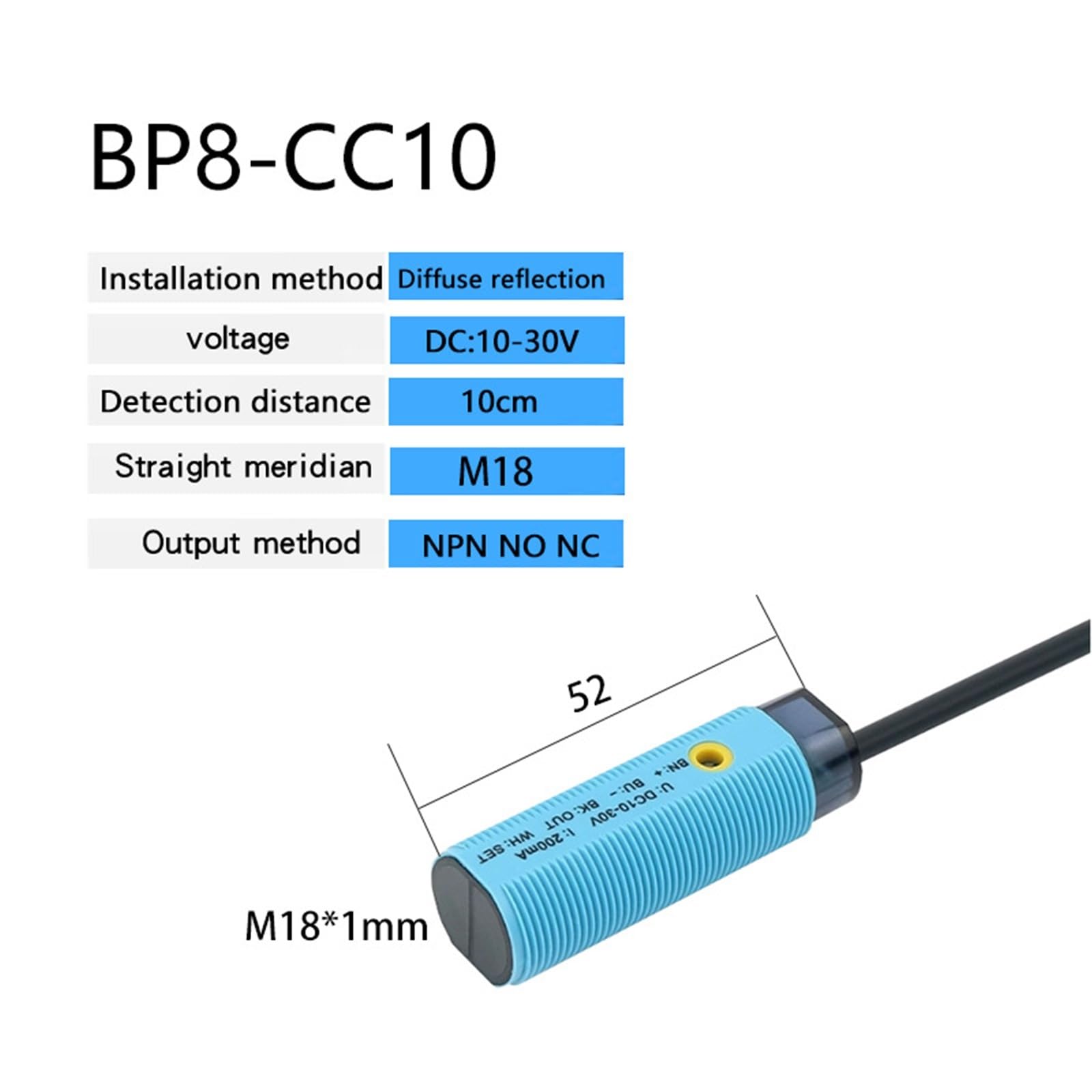 1 szt. E3FA NPN PNP DC12-24V czujnik czujnika odbicia rozproszonego 1m regulowany NO/NC(100mm NPN NONC)