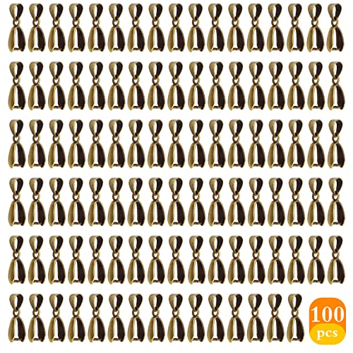 100pcs Bronze Pinch Clip Bail Clasps for DIY Necklace Crafts and Jewelry Making