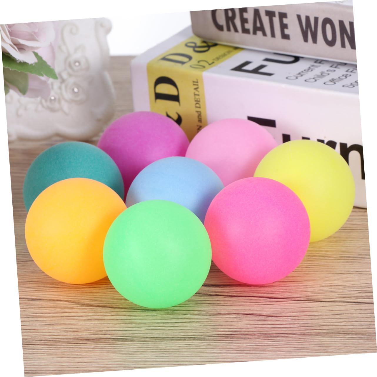 DINHEAROM 100pcs 40mm Pong Balls Colorful Table Tennis Balls for Party Games and Training