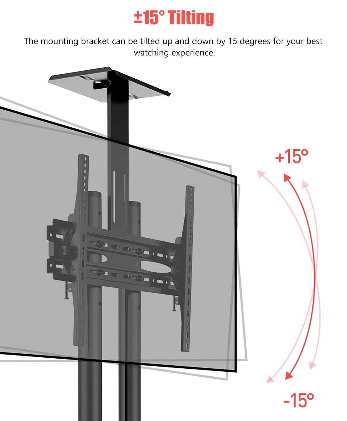 Support TV Roulant Extra Large pour téléviseurs intelligents de 3 270 Pouces Hey Duty Base Gestion des câbles TV au Sol avec roulettes réglable en Hauteur Robuste