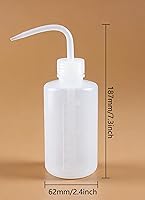 Vista 2 de 2 botellas de lavado graduadas de plástico translúcido blanco de 8.5 fl oz/8.8 oz con boquilla de punta curvada, recipientes de aceite y agua