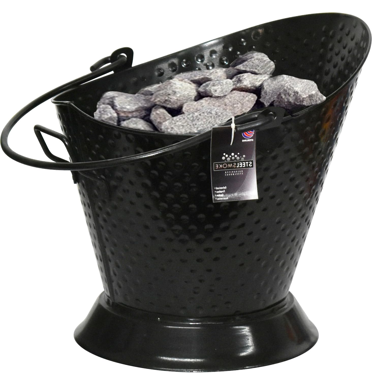 Sterling Ventures Galvanise Hammered 37Cm Uk Ltd Galvanised Coal Scuttle Heavy Duty Fireplace Large Fireside Hammered Brass Finish Fire Ash Pewter Finish Coal Bucket (Galvanise Hammered 37Cm)